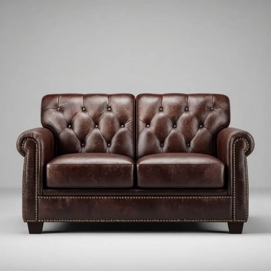 Sofa dwuosobowa brązowa ze skóry syntetycznej PU 160 x 90 x 78 cm