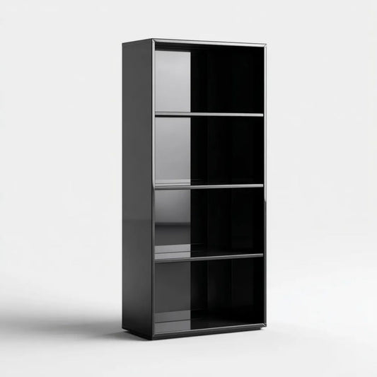 Czarny regał stojący z płyty MDF 80 x 30 x 180 cm, 4 otwarte półki