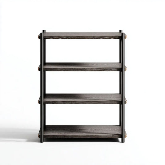 Regał 4-poziomowy czarny z półkami z płyty MDF 60 x 30 x 120 cm