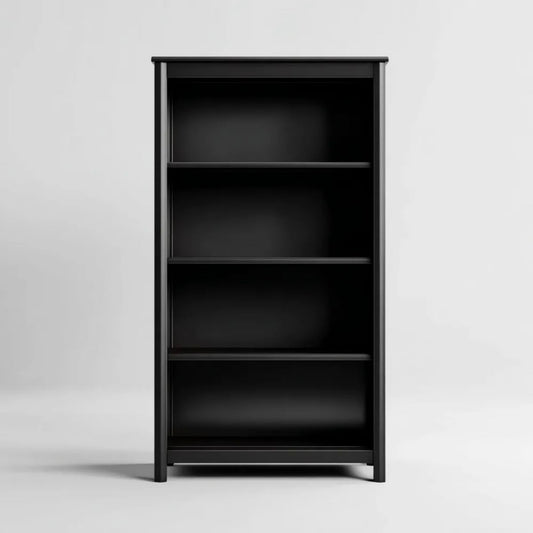Czarny regał stojący z płyty MDF i stali, 60 × 30 × 120 cm