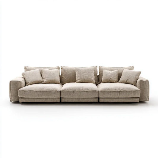 Beżowa modułowa sofa trzyosobowa z tkaniny 300 x 105 x 85 cm