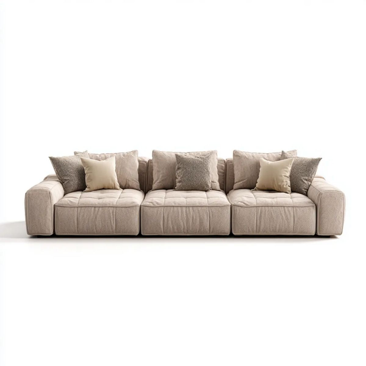 Beżowa sofa trzyosobowa z poliestru, 310 × 105 × 85 cm