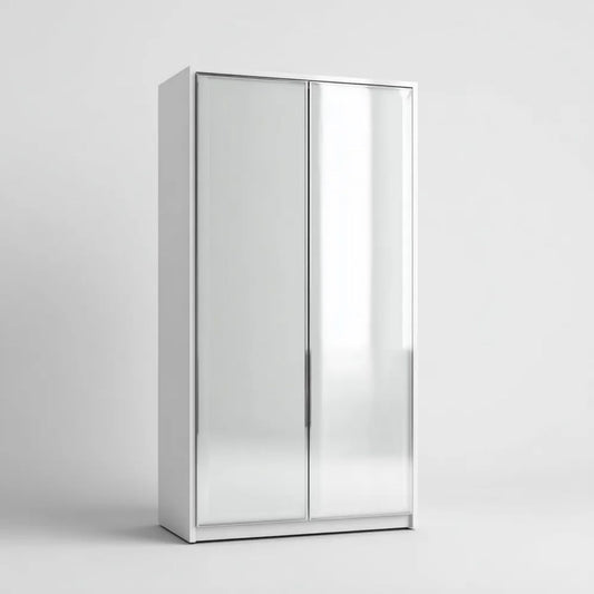 Biała szafa przesuwna z lustrem z płyty wiórowej laminowanej 120 x 60 x 200 cm