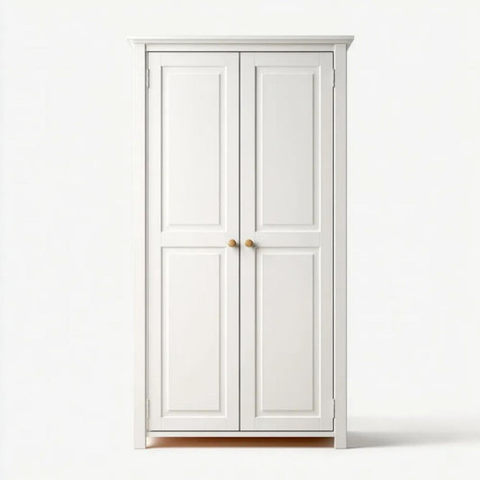Szafa dwudrzwiowa biała z płyty MDF i płyty wiórowej laminowanej, 90 × 50 × 190 cm