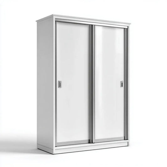 Biała szafa przesuwna z płyty wiórowej laminowanej 120 x 60 x 200 cm