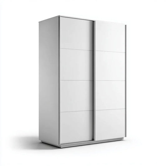 Biała szafa przesuwna z płyty wiórowej laminowanej 200 × 120 × 60 cm